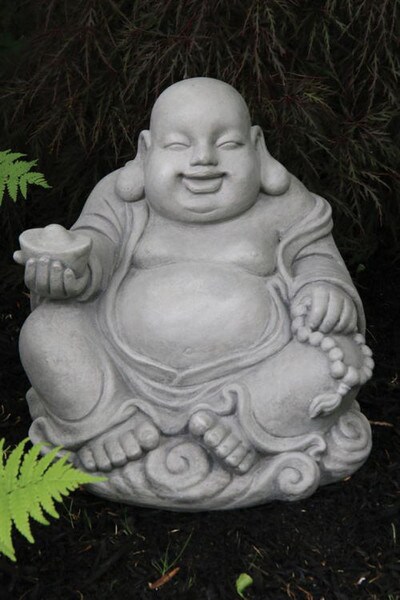 Hoi Toi Sitting Buddha Garden Statue Cement Real Stone Outdoor